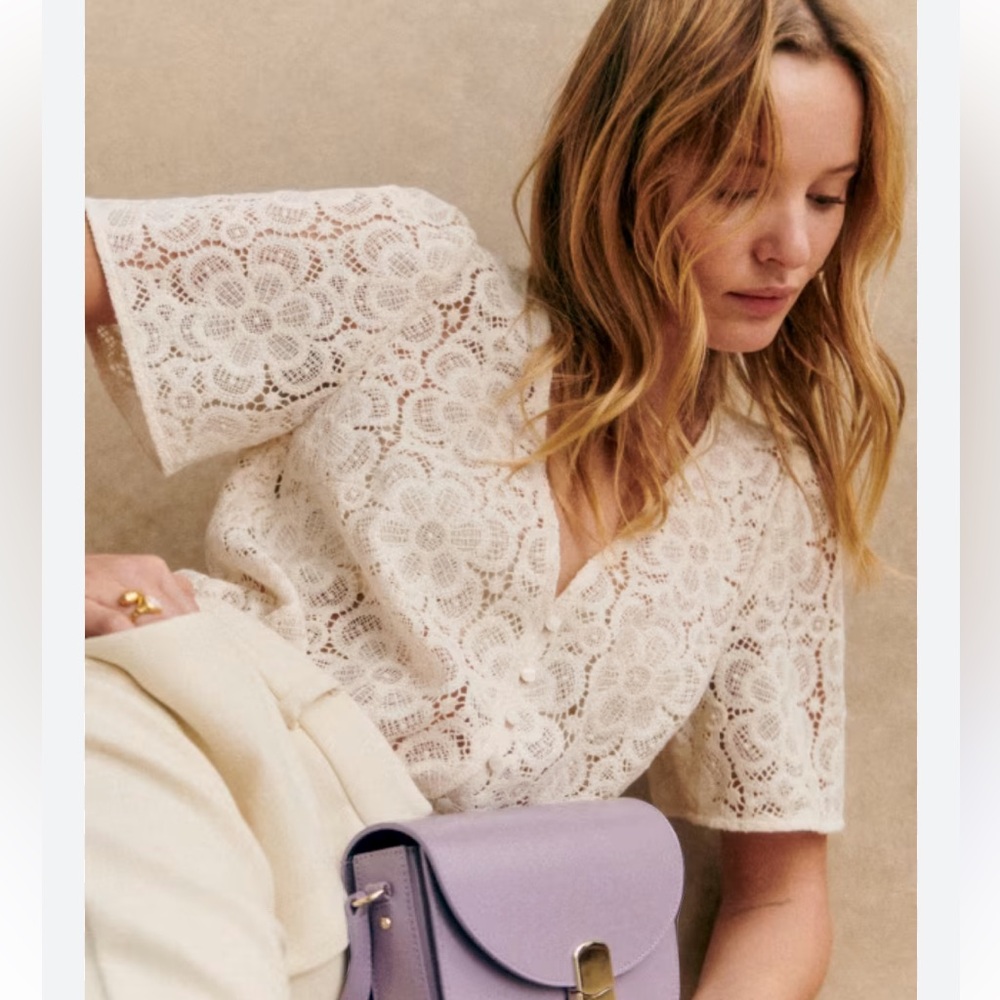 Sezane Emma Blouse - Ecru size 6 - Picture 2 of 11
